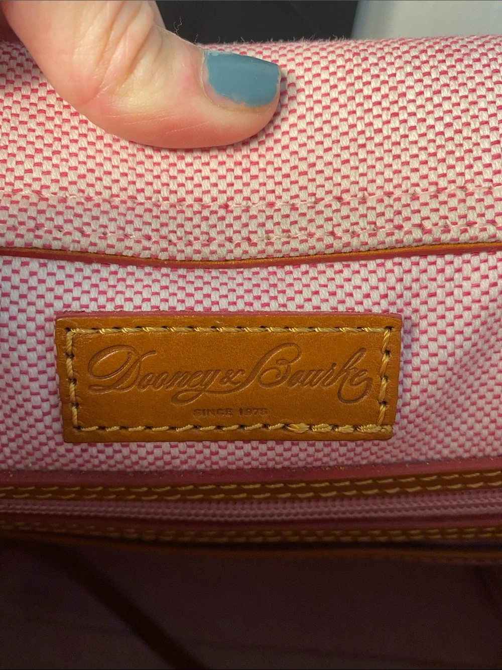 Dooney & Bourke Red Croc-Embossed Leather Satchel with Brown Trim